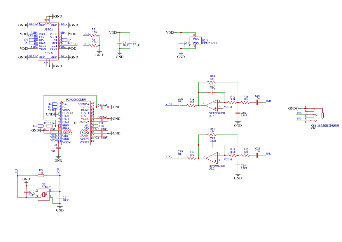 PCM2900录音声卡 原理图2 资源 - 嘉立创EDA