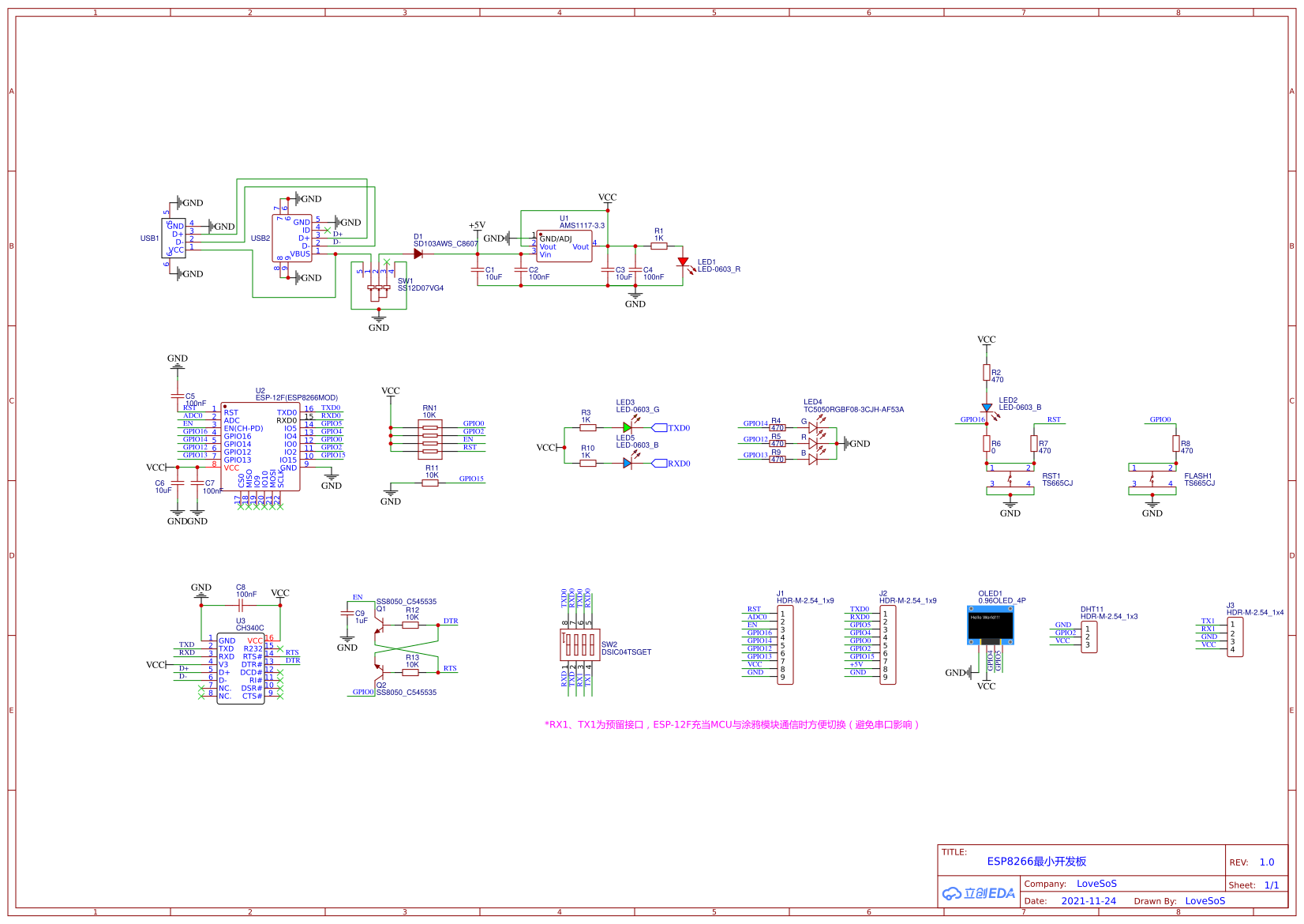 【征集令】ESP8266最小开发板 - 嘉立创EDA开源硬件平台