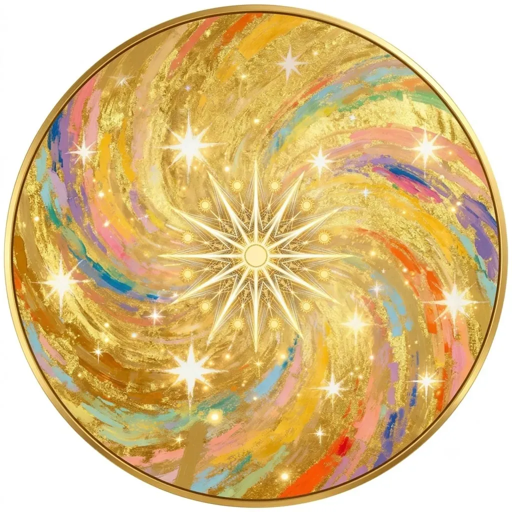金色星芒圆形幸运色壁纸