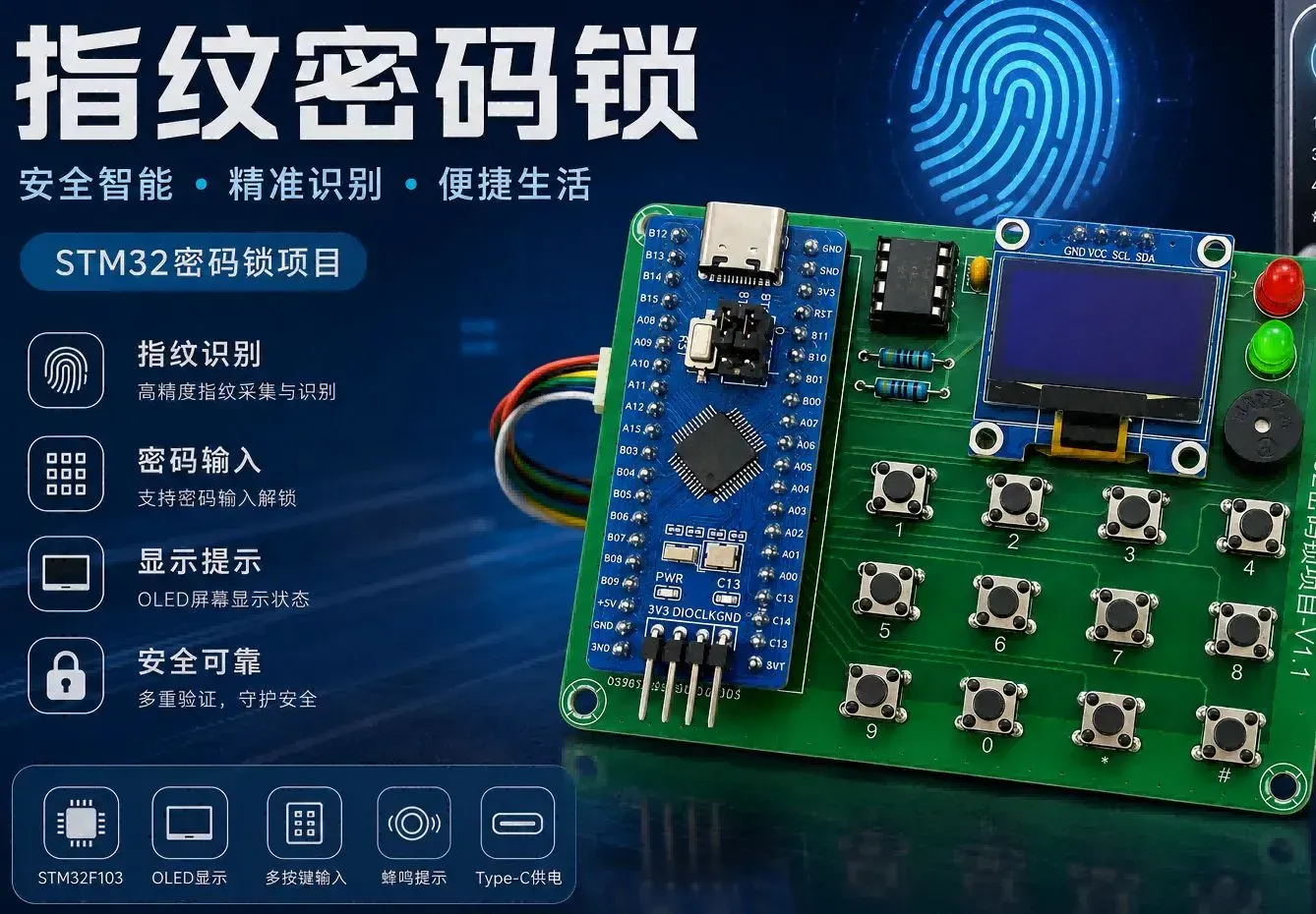 STM32按键密码锁--带指纹