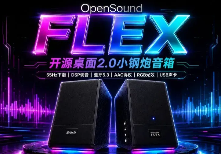 OpenSound Flex 桌面2.0有源DSP蓝牙音箱