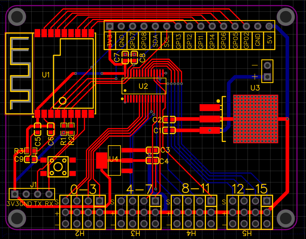 根据原理图按照就近原则放置元器件进行手动布线