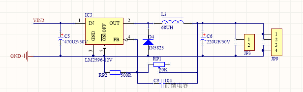 pcb原理册图:数据手册图:lm2596可调输出buck调节器创建时间:2023-02